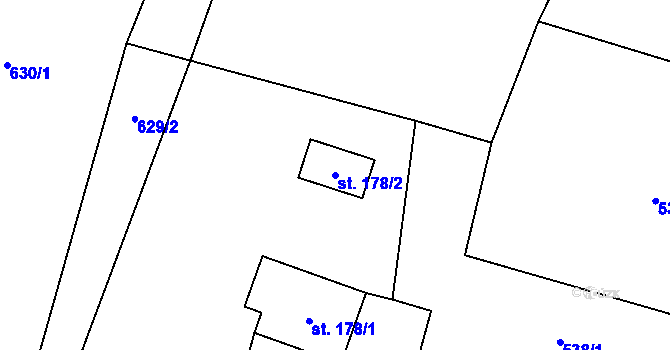 Parcela st. 178/2 v KÚ Raškovice, Katastrální mapa