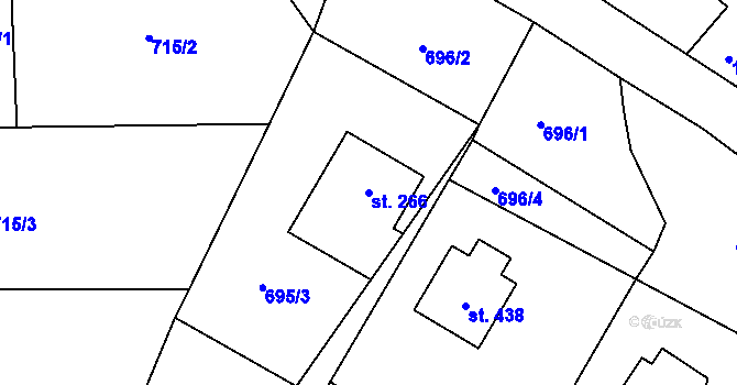 Parcela st. 266 v KÚ Raškovice, Katastrální mapa