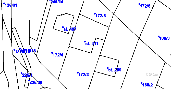 Parcela st. 311 v KÚ Raškovice, Katastrální mapa