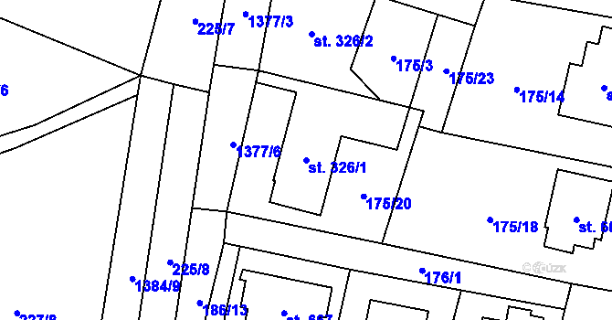Parcela st. 326/1 v KÚ Raškovice, Katastrální mapa