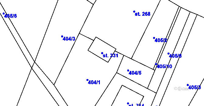 Parcela st. 331 v KÚ Raškovice, Katastrální mapa