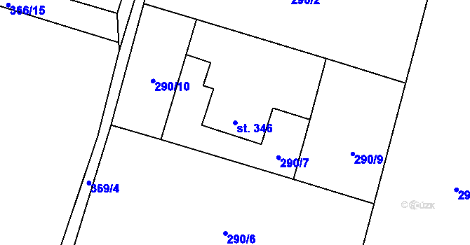 Parcela st. 346 v KÚ Raškovice, Katastrální mapa