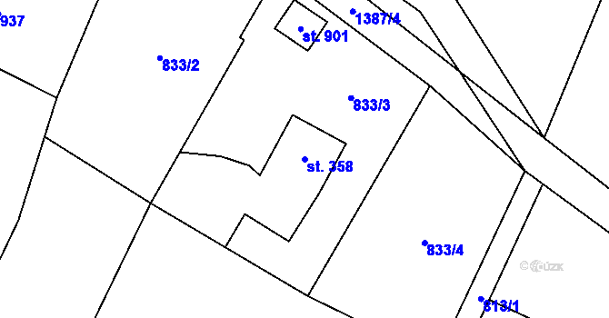 Parcela st. 358 v KÚ Raškovice, Katastrální mapa