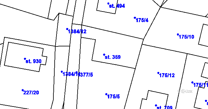 Parcela st. 359 v KÚ Raškovice, Katastrální mapa