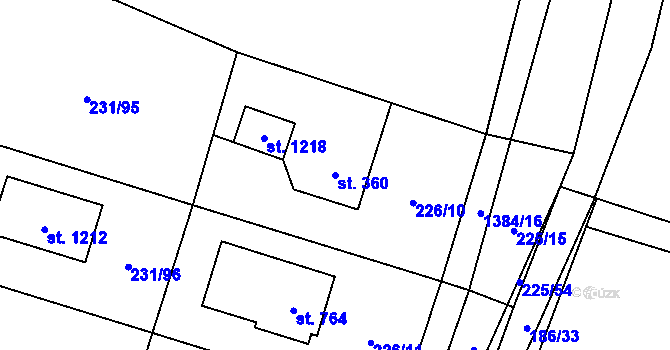 Parcela st. 360 v KÚ Raškovice, Katastrální mapa