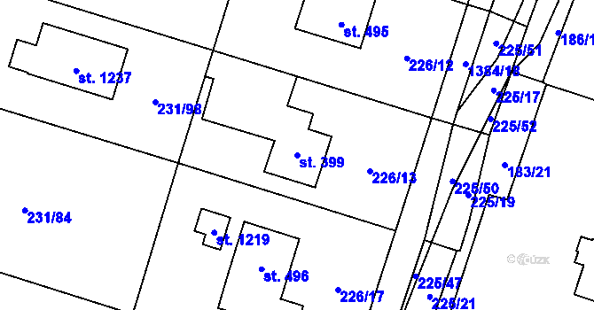 Parcela st. 399 v KÚ Raškovice, Katastrální mapa