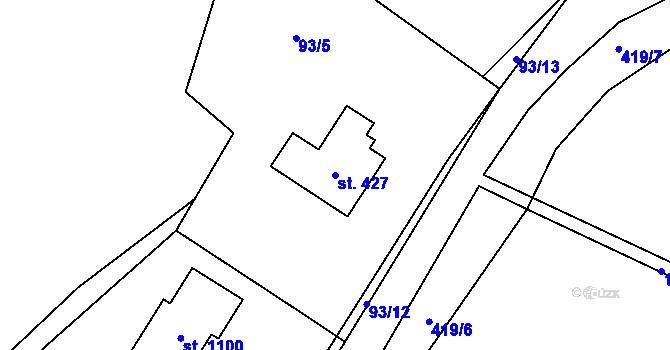 Parcela st. 427 v KÚ Raškovice, Katastrální mapa