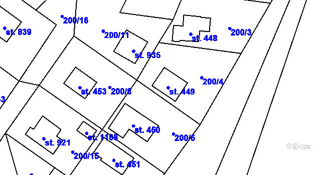Parcela st. 449 v KÚ Raškovice, Katastrální mapa