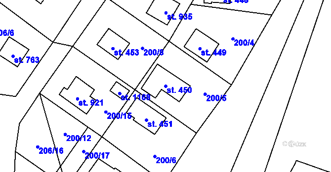 Parcela st. 450 v KÚ Raškovice, Katastrální mapa