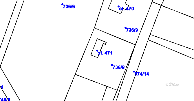 Parcela st. 471 v KÚ Raškovice, Katastrální mapa