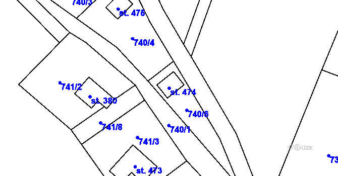 Parcela st. 474 v KÚ Raškovice, Katastrální mapa
