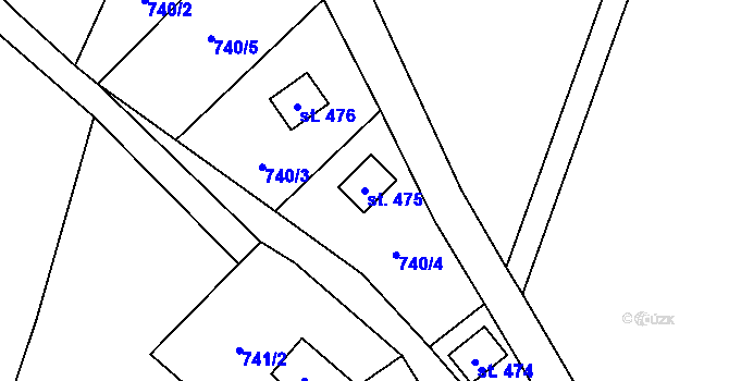 Parcela st. 475 v KÚ Raškovice, Katastrální mapa
