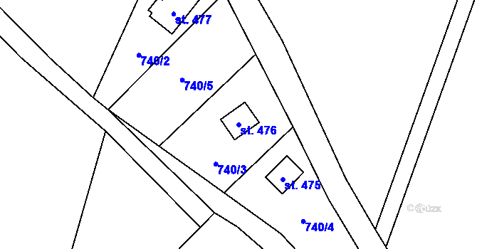Parcela st. 476 v KÚ Raškovice, Katastrální mapa