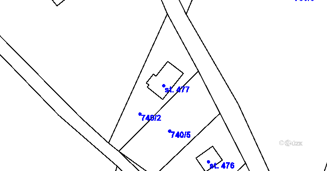 Parcela st. 477 v KÚ Raškovice, Katastrální mapa