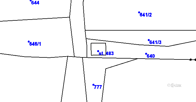 Parcela st. 483 v KÚ Raškovice, Katastrální mapa
