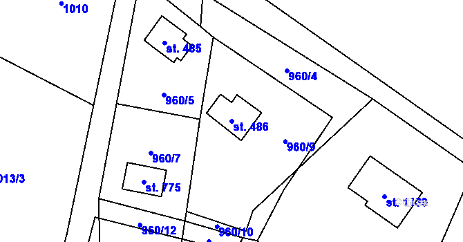 Parcela st. 486 v KÚ Raškovice, Katastrální mapa