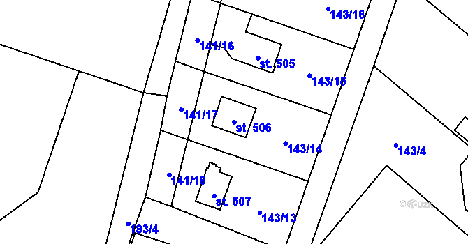 Parcela st. 506 v KÚ Raškovice, Katastrální mapa