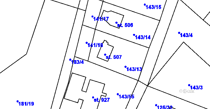 Parcela st. 507 v KÚ Raškovice, Katastrální mapa