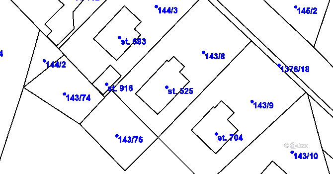 Parcela st. 525 v KÚ Raškovice, Katastrální mapa