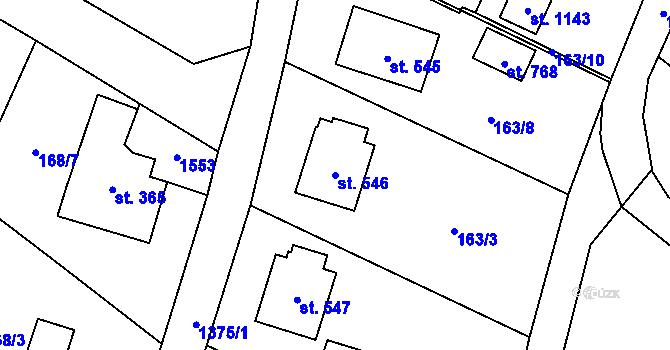 Parcela st. 546 v KÚ Raškovice, Katastrální mapa