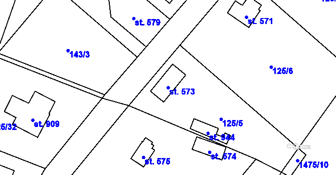 Parcela st. 573 v KÚ Raškovice, Katastrální mapa