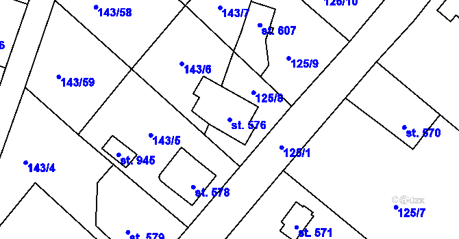 Parcela st. 576 v KÚ Raškovice, Katastrální mapa