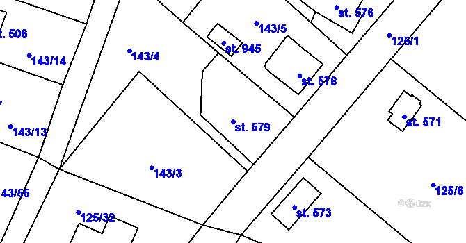 Parcela st. 579 v KÚ Raškovice, Katastrální mapa