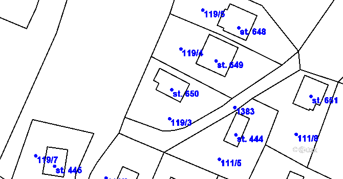 Parcela st. 650 v KÚ Raškovice, Katastrální mapa