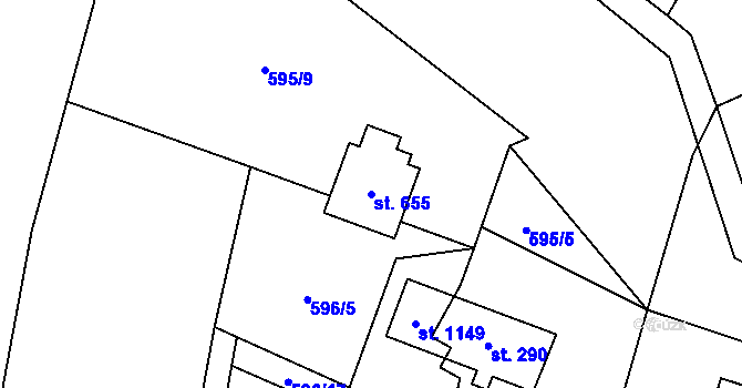 Parcela st. 655 v KÚ Raškovice, Katastrální mapa