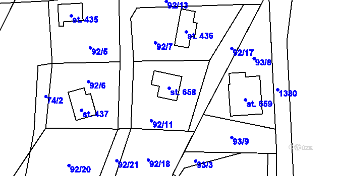 Parcela st. 658 v KÚ Raškovice, Katastrální mapa