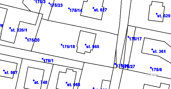 Parcela st. 665 v KÚ Raškovice, Katastrální mapa