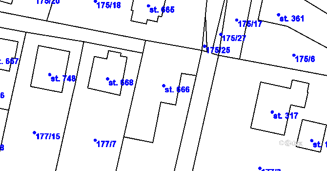 Parcela st. 666 v KÚ Raškovice, Katastrální mapa