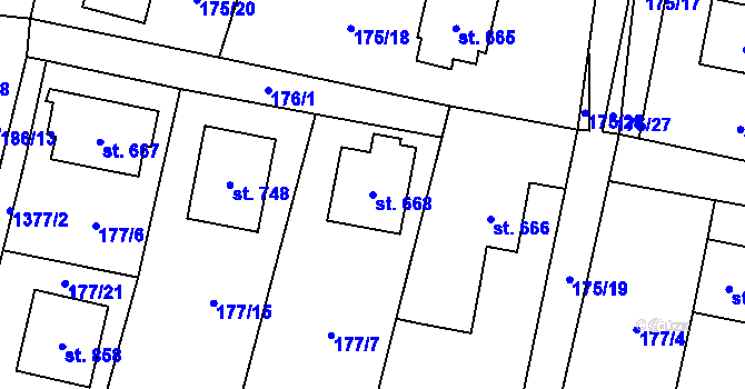 Parcela st. 668 v KÚ Raškovice, Katastrální mapa