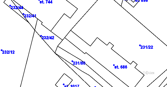 Parcela st. 685/4 v KÚ Raškovice, Katastrální mapa