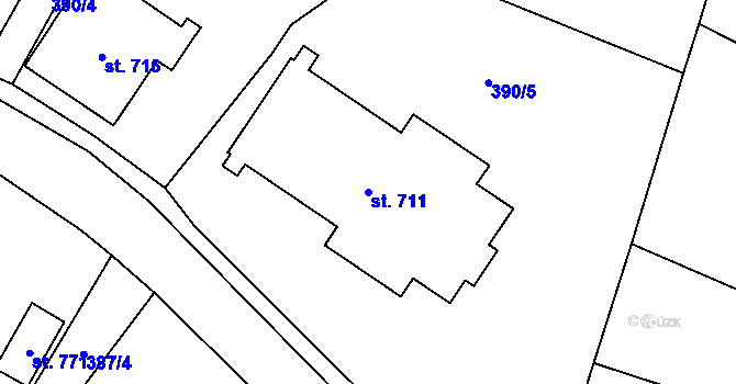 Parcela st. 711 v KÚ Raškovice, Katastrální mapa