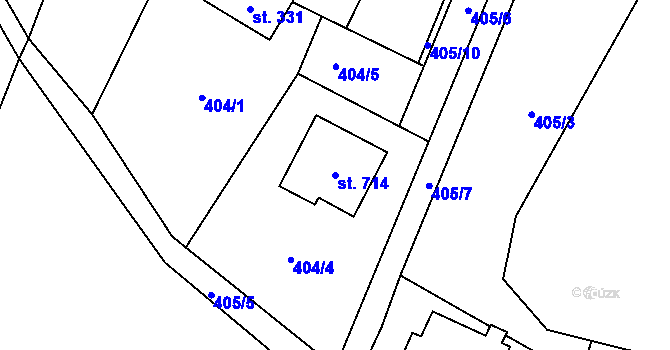 Parcela st. 714 v KÚ Raškovice, Katastrální mapa