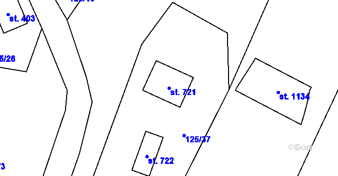 Parcela st. 721 v KÚ Raškovice, Katastrální mapa