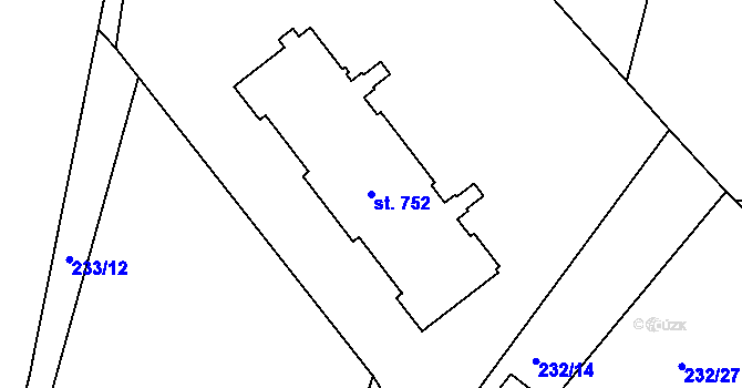 Parcela st. 752 v KÚ Raškovice, Katastrální mapa