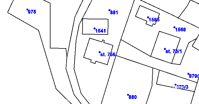 Parcela st. 756 v KÚ Raškovice, Katastrální mapa