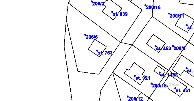 Parcela st. 763 v KÚ Raškovice, Katastrální mapa