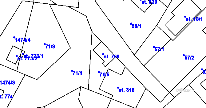 Parcela st. 769 v KÚ Raškovice, Katastrální mapa