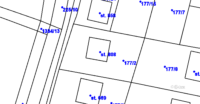Parcela st. 808 v KÚ Raškovice, Katastrální mapa