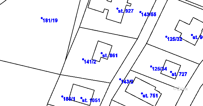 Parcela st. 861 v KÚ Raškovice, Katastrální mapa
