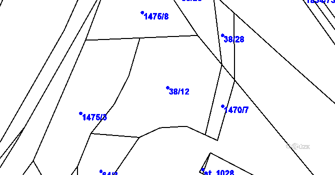 Parcela st. 38/12 v KÚ Raškovice, Katastrální mapa