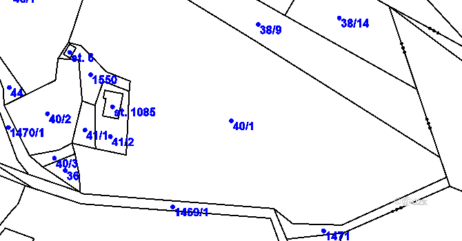 Parcela st. 40/1 v KÚ Raškovice, Katastrální mapa