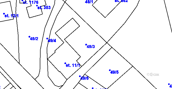 Parcela st. 49/3 v KÚ Raškovice, Katastrální mapa