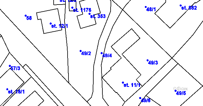 Parcela st. 49/4 v KÚ Raškovice, Katastrální mapa