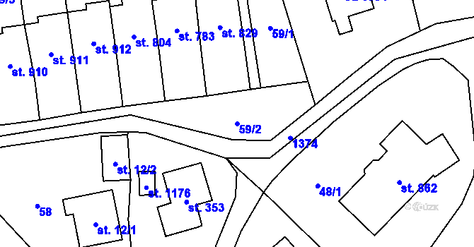 Parcela st. 59/2 v KÚ Raškovice, Katastrální mapa