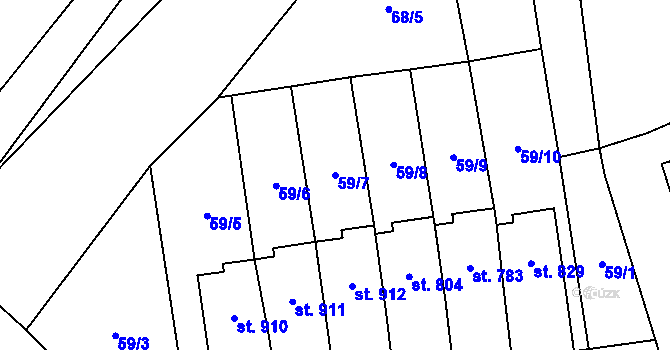 Parcela st. 59/7 v KÚ Raškovice, Katastrální mapa