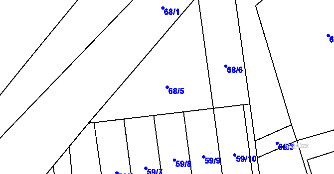 Parcela st. 68/5 v KÚ Raškovice, Katastrální mapa